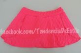 Short Saia Canelado Rosa Fluorescente