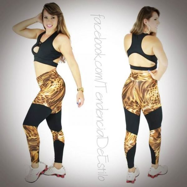 Legging Estampado com Liso